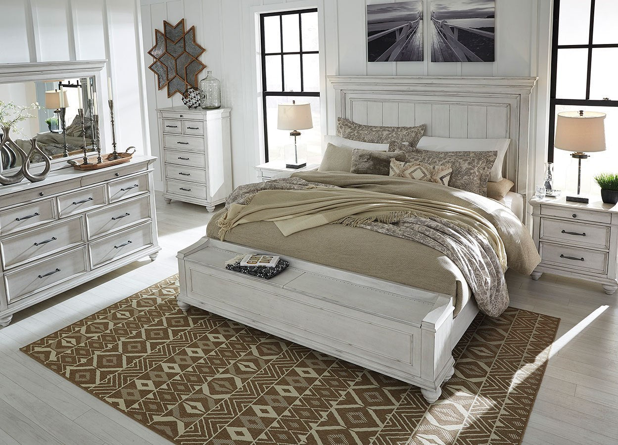 Kanwyn Queen Panel Bed with Mirrored Dresser, Chest and Nightstand