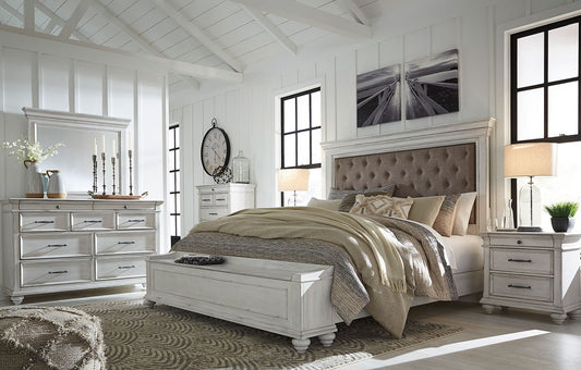 Kanwyn Queen Panel Bed with Mirrored Dresser, Chest and Nightstand