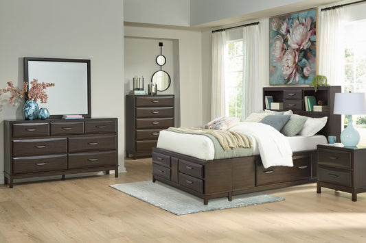 Vanmore Queen Storage Bed with Mirrored Dresser, Chest and Nightstand